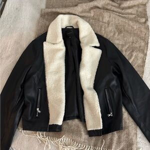 Sherpa leather coat
